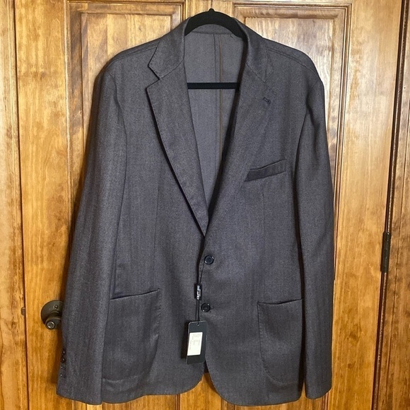 NWT Sartoria Italiana wool cashmere herringbone grey sport coat jacket 44R - Picture 14 of 14
